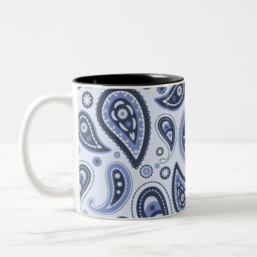 Blue Paisley Pattern Zweifarbige Tasse (Links)
