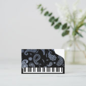 Blue Paisley Piano Business Cards Visitenkarte (Stehend Vorderseite)