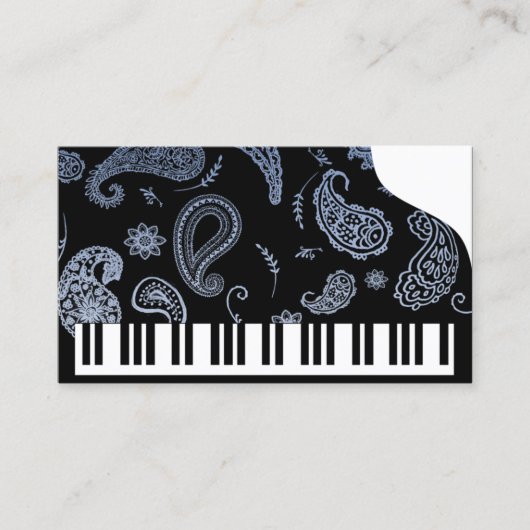 Blue Paisley Piano Business Cards Visitenkarte (Vorderseite)