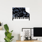 Blue Paisley Piano Poster (Heimbüro)