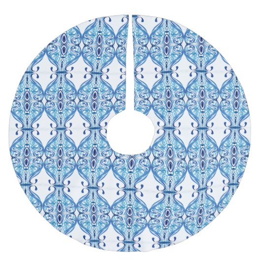 Blue Paisley Polyester Weihnachtsbaumdecke (Vorderseite)