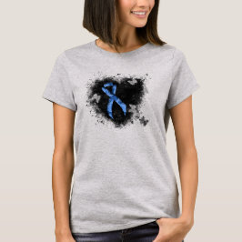 Blue Paisley Ribbon Grunge Herz T-Shirt