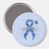 Blue Paisley Ribbon mit Butterfly Magnet (Vorderseite/Rückseite)