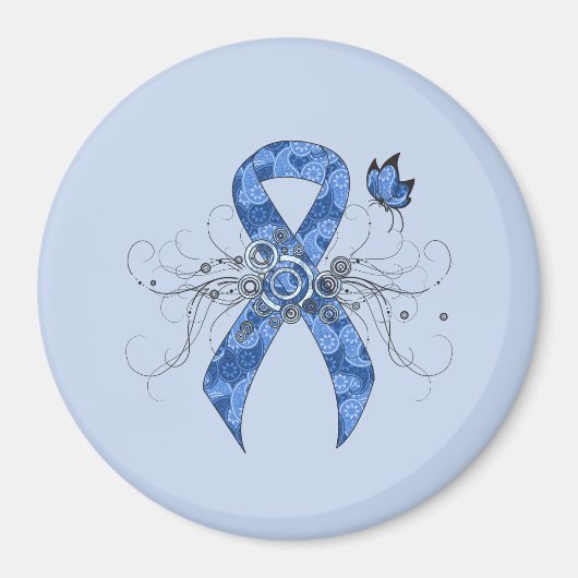Blue Paisley Ribbon mit Butterfly Magnet (Vorne)