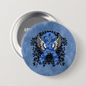 Blue Paisley Ribbon mit Wings Button (Vorne & Hinten)