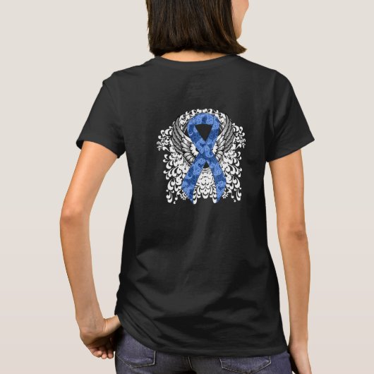 Blue Paisley Ribbon mit Wings T-Shirt (Rückseite)