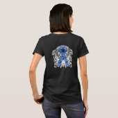 Blue Paisley Ribbon mit Wings T-Shirt (Schwarz voll)