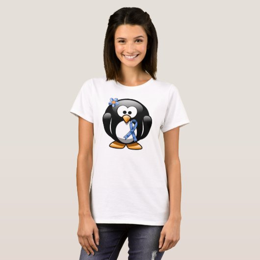 Blue Paisley Ribbon Penguin T-Shirt (Vorne ganz)