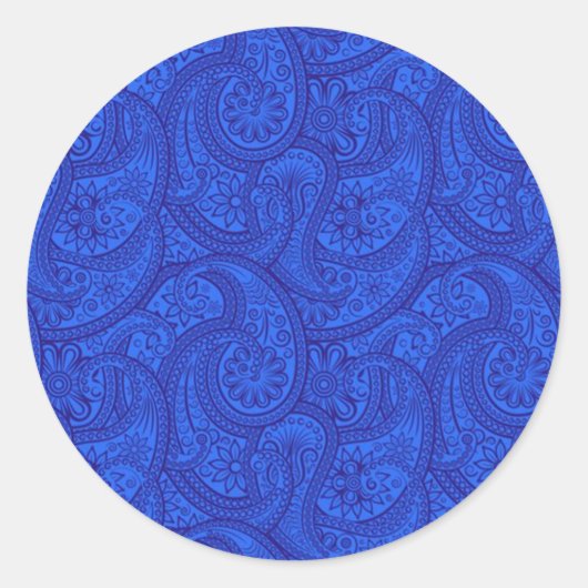 Blue Paisley Runder Aufkleber (Vorderseite)