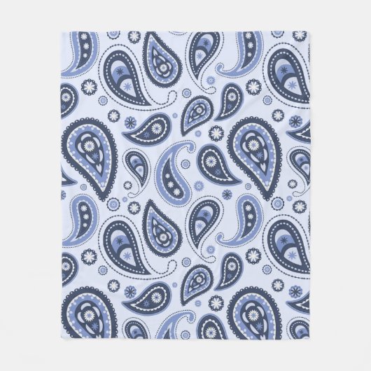 Blue Paisley Seamless Pattern Fleecedecke (Vorderseite)
