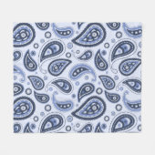 Blue Paisley Seamless Pattern Fleecedecke (Vorderseite (Horizontal))