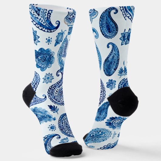 Blue Paisley Socks für Frauen Socken (Gewinkelt)