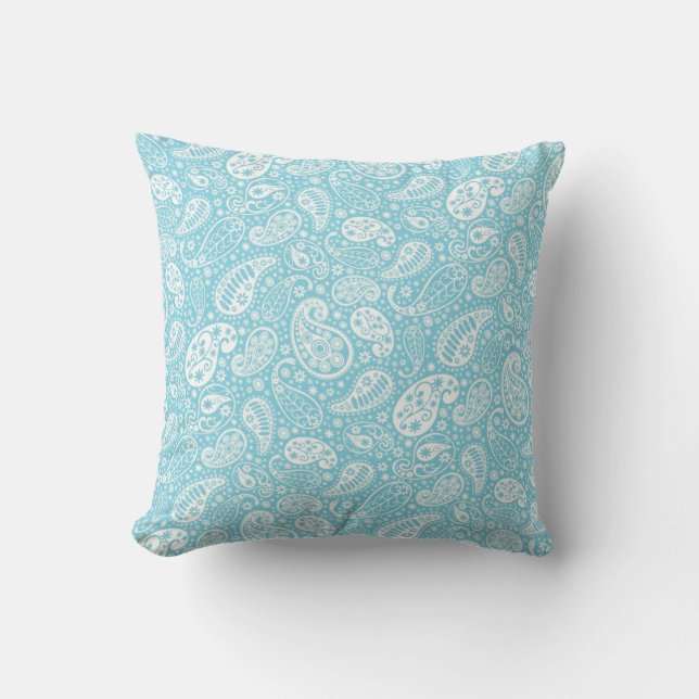 Blue Paisley Throw Pillow Kissen (Vorderseite)