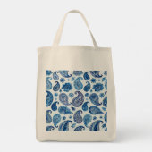 Blue Paisley Tote Bag für Frauen Tragetasche (Rückseite)