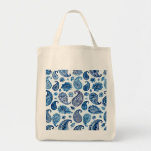 Blue Paisley Tote Bag für Frauen Tragetasche