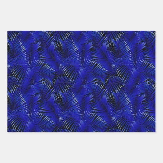 Blue Palm Blätter auf Black Tropical (Vorderseite 2)