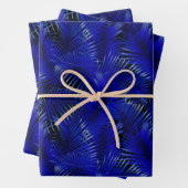 Blue Palm Blätter auf Black Tropical (Beispiel)