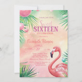 Blue Palm Blätter Summer Sweet 16 Einladung (Vorderseite)