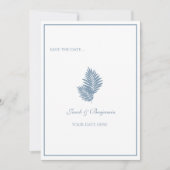 Blue Palm Flat Save the Date Card (Vorderseite)