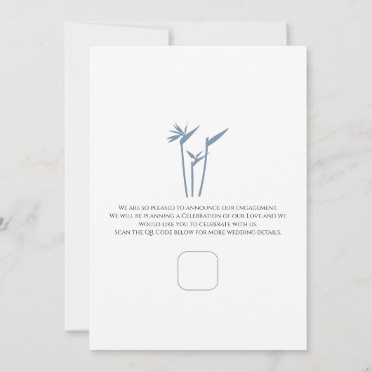 Blue Palm Flat Save the Date Card (Rückseite)