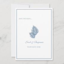 Blue Palm Flat Save the Date Card