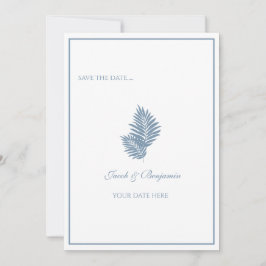 Blue Palm Flat Save the Date Card