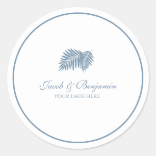 Blue Palm Round Aufkleber