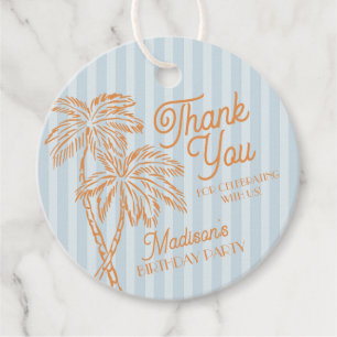 Blue Palm Spring Pastel Beach Geburtstagsparty Geschenkanhänger