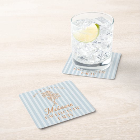 Blue Palm Spring Pastel Beach Junggeselinnen-Absch Rechteckiger Pappuntersetzer (Vor Ort)