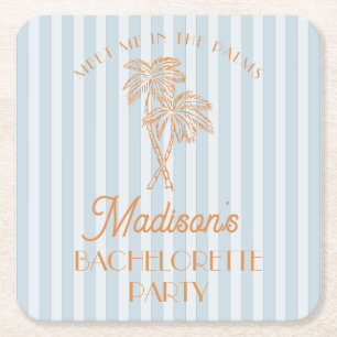 Blue Palm Spring Pastel Beach Junggeselinnen-Absch Rechteckiger Pappuntersetzer