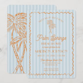 Blue Palm Springs Pastel Beach Brautparty Einladung (Vorne/Hinten)