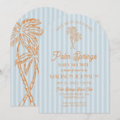 Blue Palm Springs Pastel Beach Cabana Baby Dusche Einladung (Vorne/Hinten)