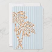Blue Palm Springs Pastel Beach Cabana Baby Dusche Einladung (Rückseite)