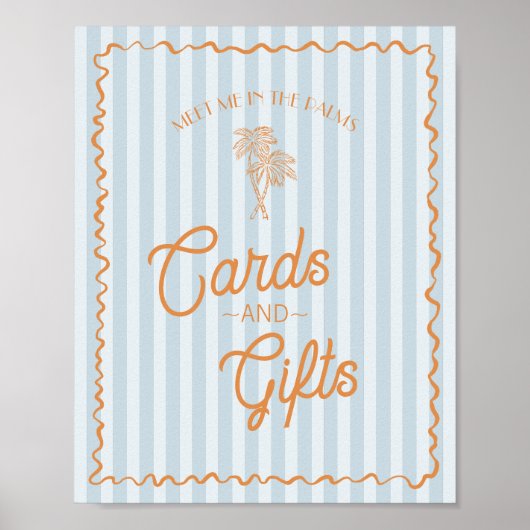 Blue Palm Springs Pastel Beach Cards & Geschenke Poster (Vorne)