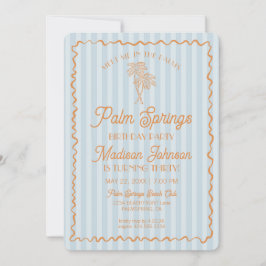 Blue Palm Springs Pastel Beach Geburtstagsparty Einladung