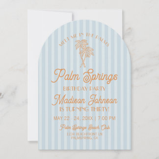 Blue Palm Springs Pastel Beach Geburtstagsparty Einladung