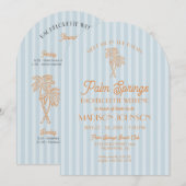 Blue Palm Springs Pastel Beach Junggeselinnen-Absc Einladung (Vorne/Hinten)