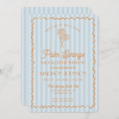 Blue Palm Springs Pastel Beach Junggeselinnen-Absc Einladung (Vorne/Hinten)