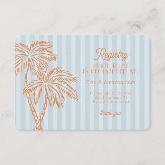 Blue Palm Springs Pastell Beach Registry Insert (Vorderseite)