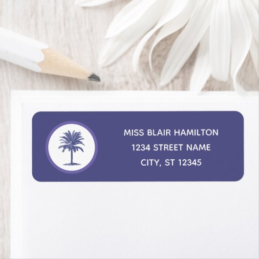 Blue Palm Tree Address Labels (Insitu)