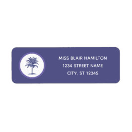 Blue Palm Tree Address Labels