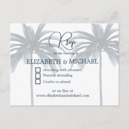 Blue Palm Tree Elegante Modernes Hochzeitsszenario Postkarte