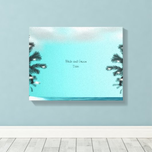 Blue Palm Tree Guest Book Alternative Leinwanddruck (Insitu (Holzboden))