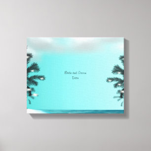 Blue Palm Tree Guest Book Alternative Leinwanddruck