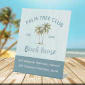 Blue Palm Tree moderne Beach House WiFi Kennwort Sockelschild