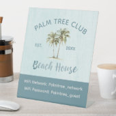 Blue Palm Tree moderne Beach House WiFi Kennwort Sockelschild (In Situ)