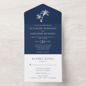 Blue Palm Tree Tropical Beach Hochzeit All In One Einladung (Innen Boden)