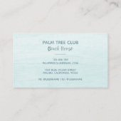 Blue Palm Tremoderne Beach House Business Card Visitenkarte (Rückseite)