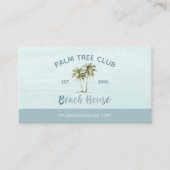 Blue Palm Tremoderne Beach House Business Card Visitenkarte (Vorderseite)