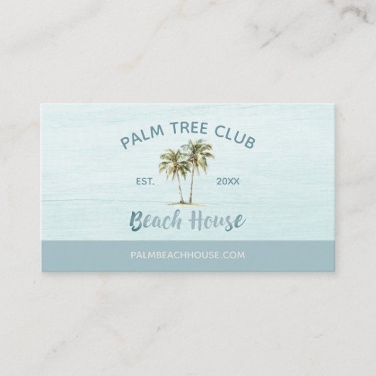 Blue Palm Tremoderne Beach House Business Card Visitenkarte (Vorderseite)